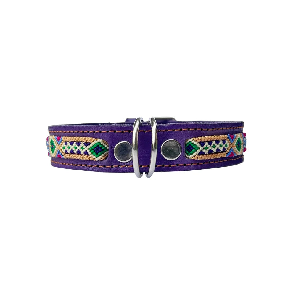 Collar Artesanal De Piel 40 Morado