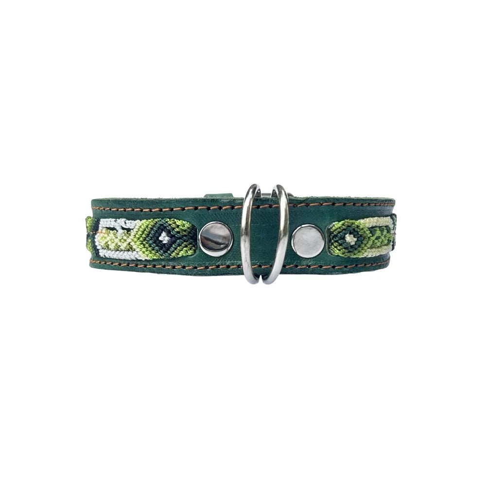 Collar Artesanal De Piel 40 Verde