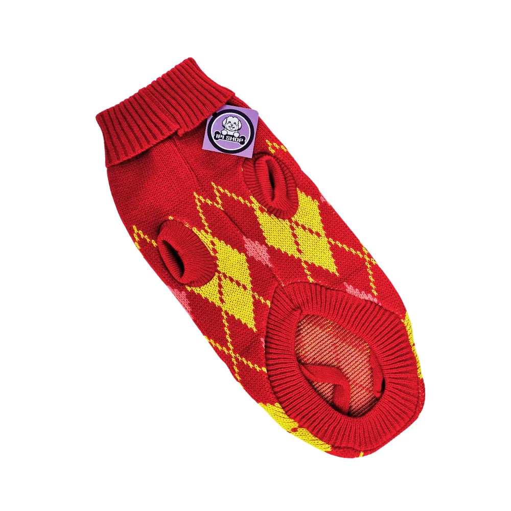 Suéter tipo argyle con cuello ruso