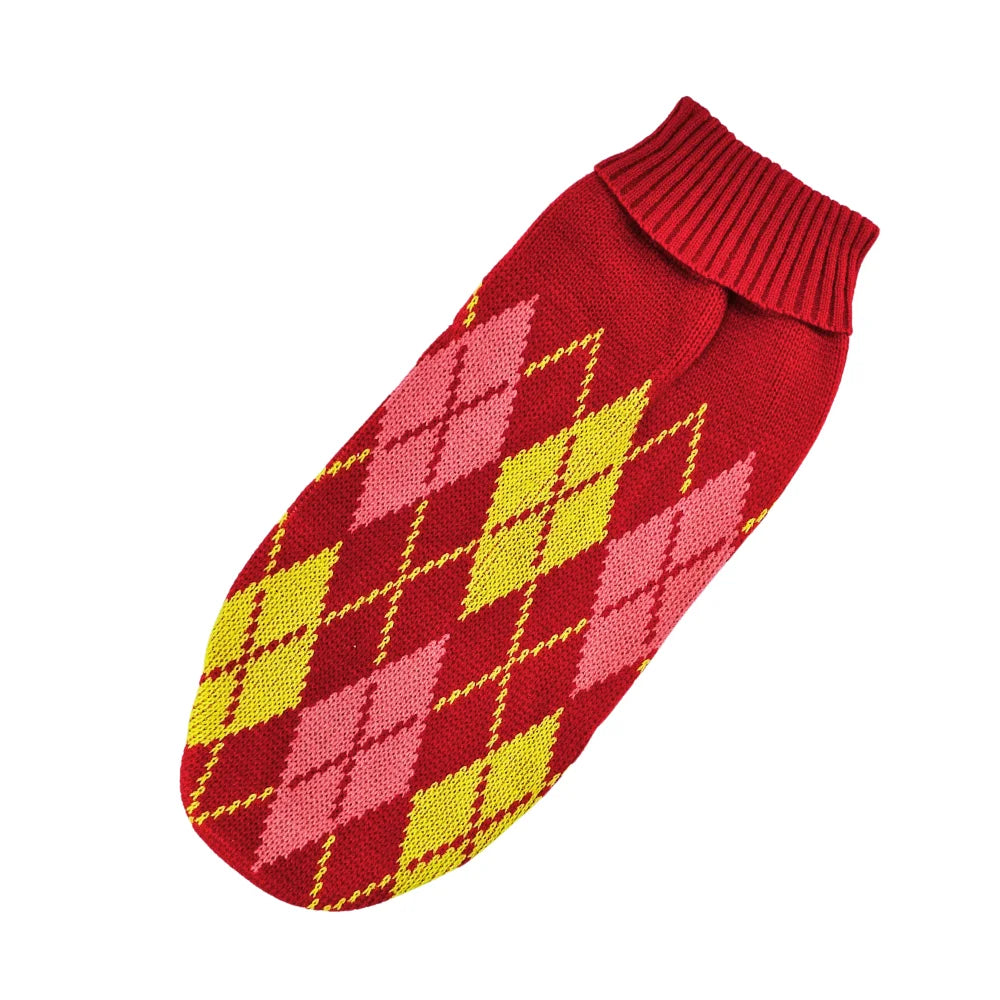 Suéter tipo argyle con cuello ruso