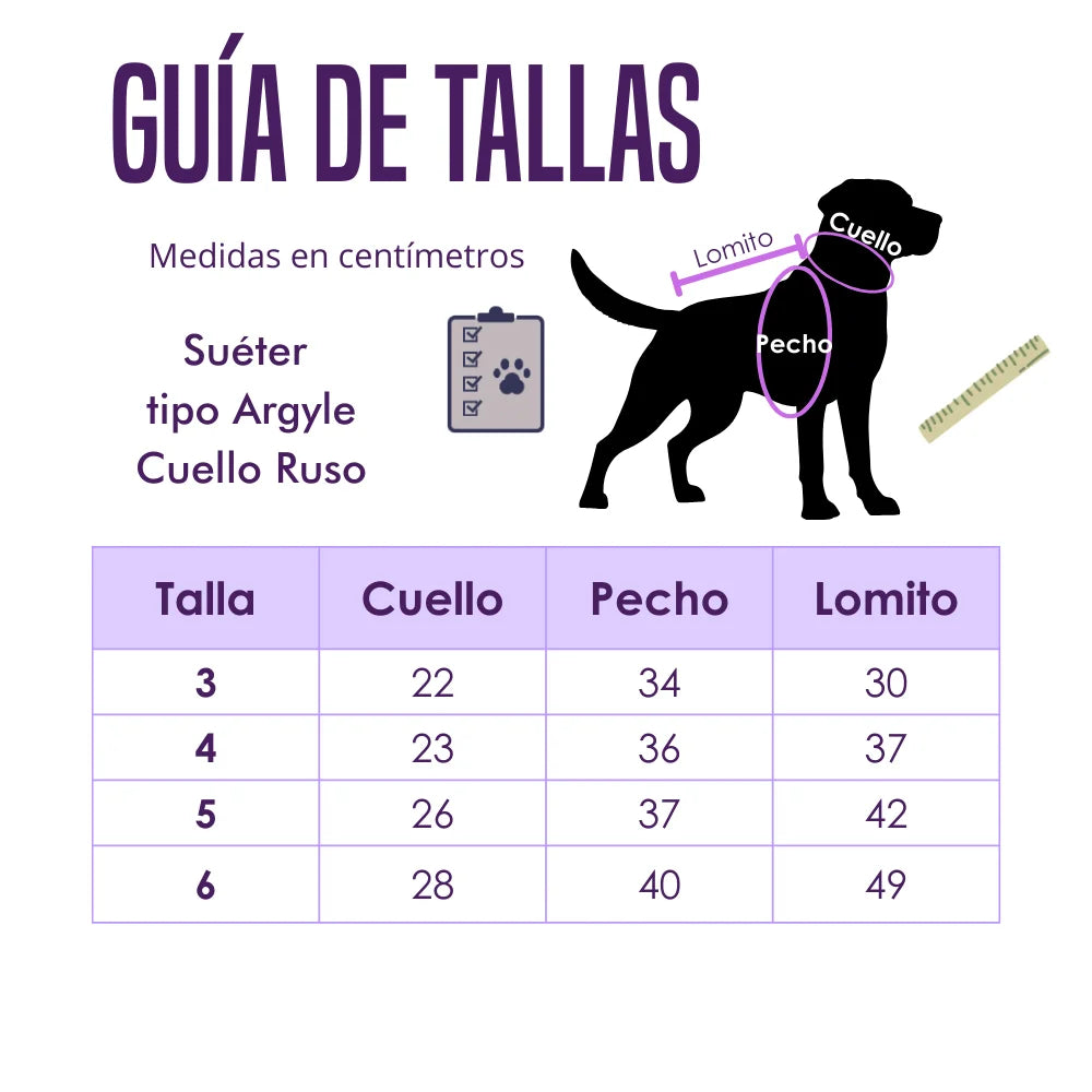 Suéter tipo argyle con cuello ruso