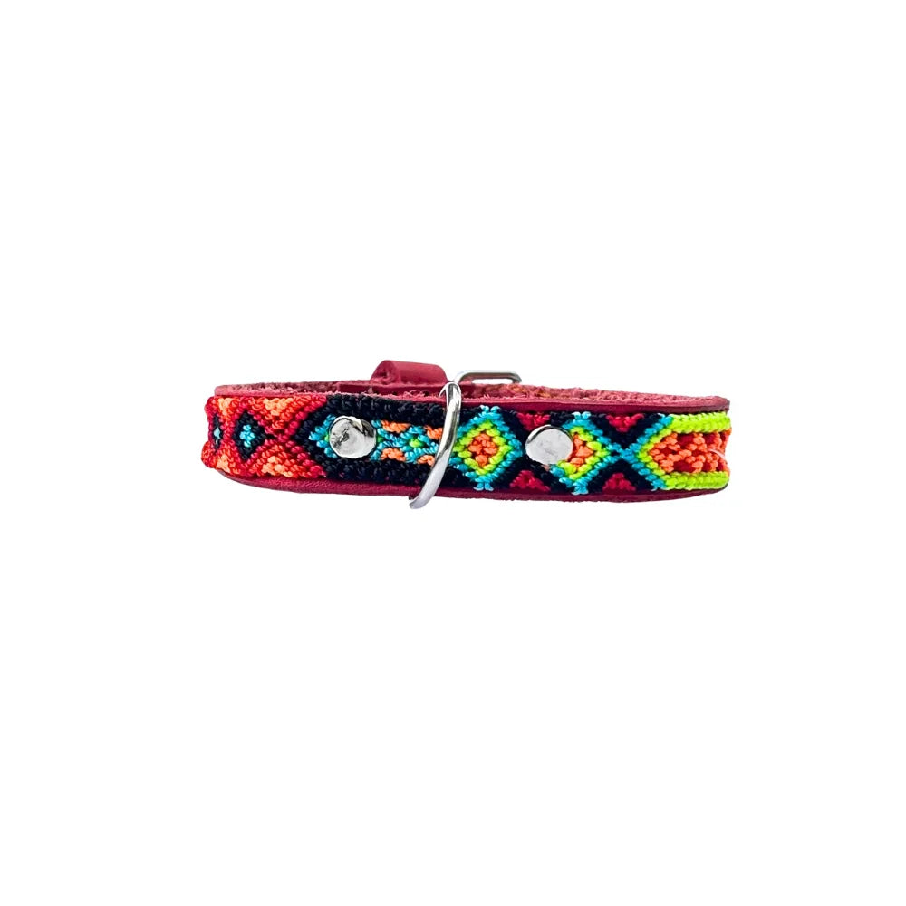 Collar Artesanal De Piel 27 Rosa