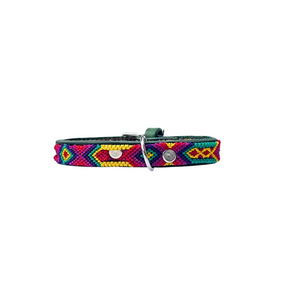 Collar Artesanal De Piel 27 Verde