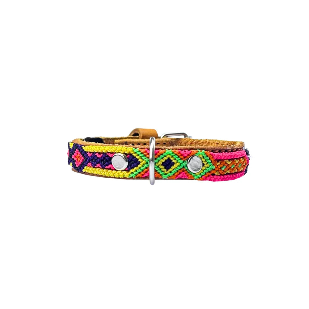 Collar Artesanal De Piel 27 Amarillo