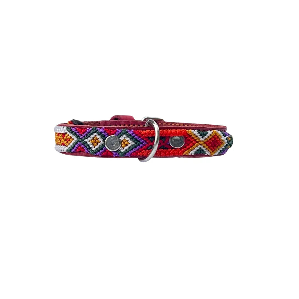 Collar Artesanal De Piel 27 Fucsia