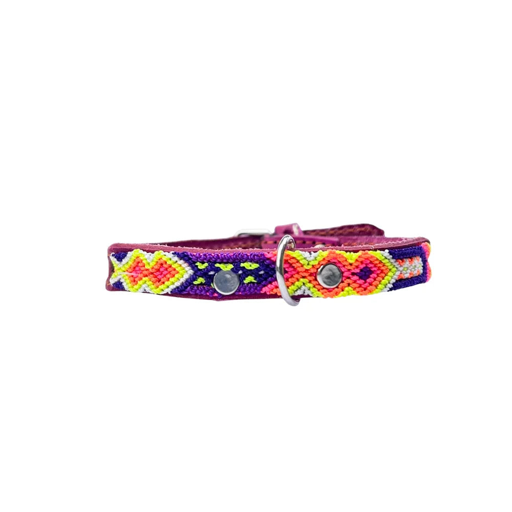 Collar Artesanal De Piel 1 Cm 35 Rosa