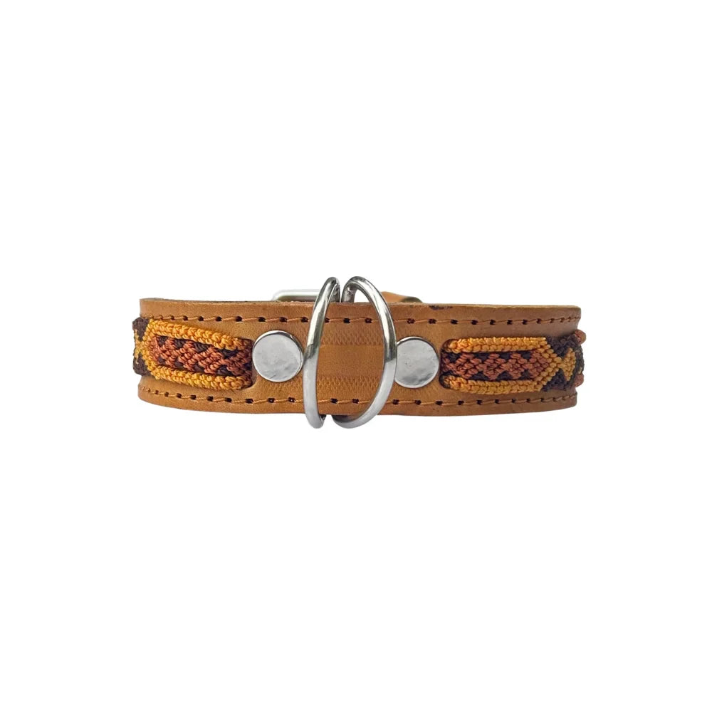 Collar Artesanal De Piel 40 Amarillo