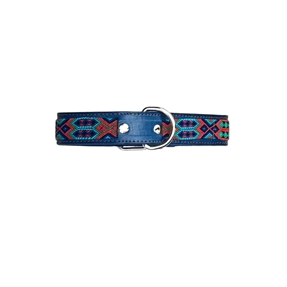 Collar Artesanal De Piel 55 Azul Marino