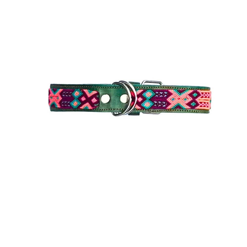 Collar Artesanal De Piel 55 Rosa Claro