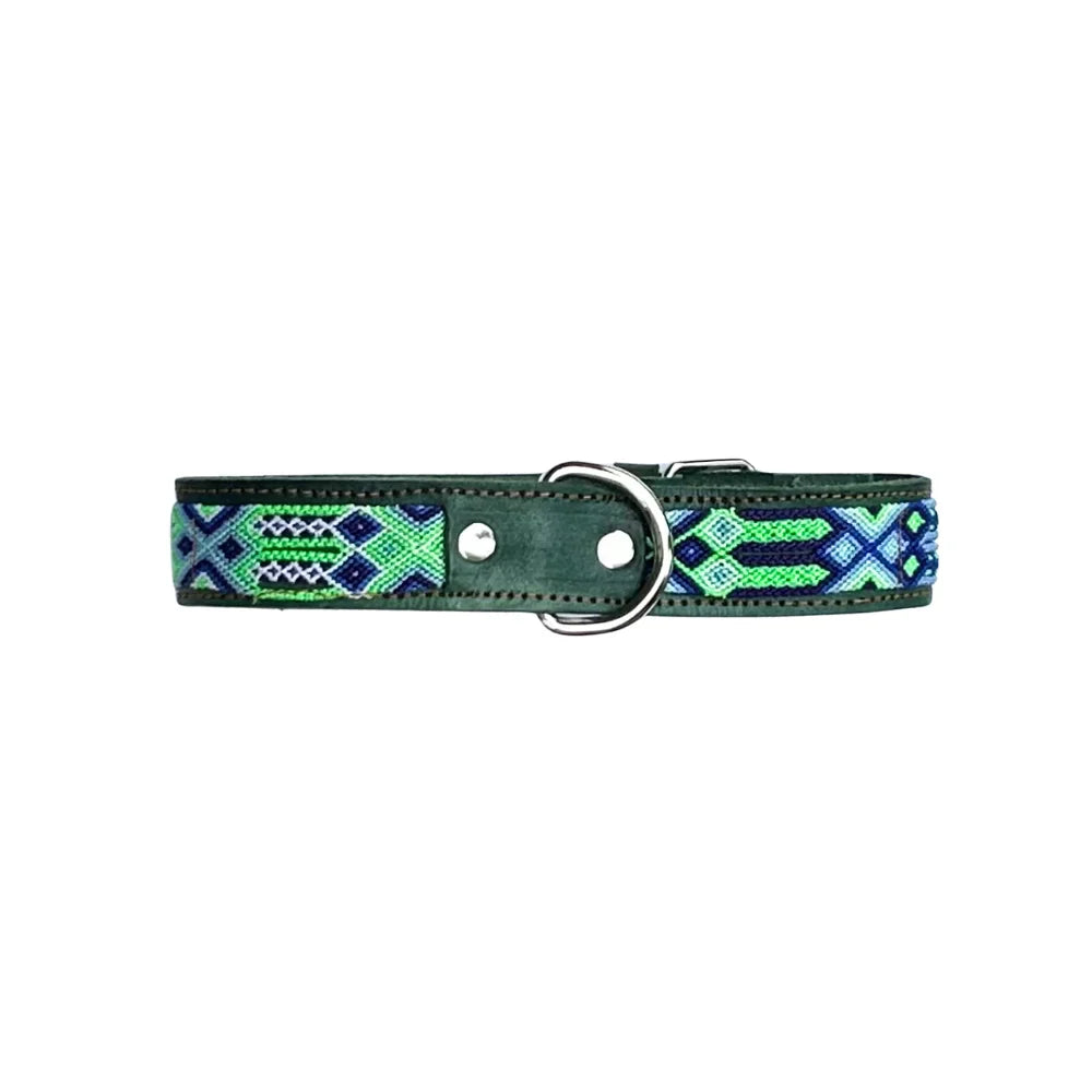 Collar Artesanal De Piel 60 De 3 Cm Verde