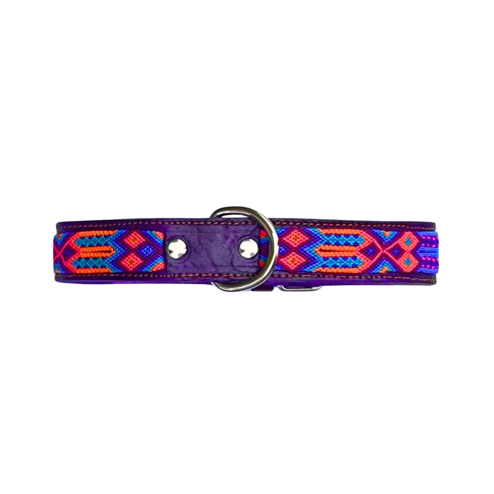 Collar Artesanal De Piel 60 De 3 Cm Morado