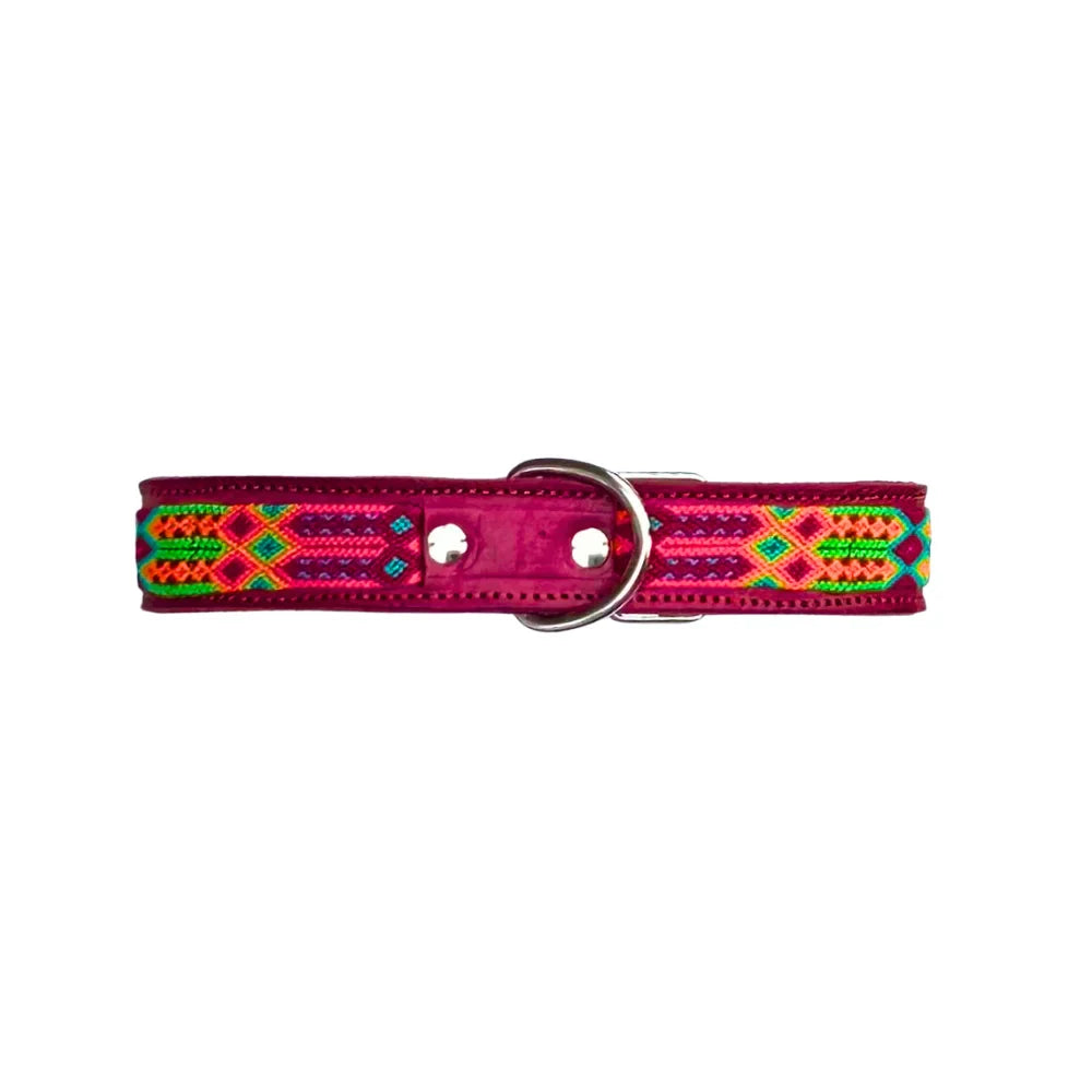 Collar Artesanal De Piel 60 De 3 Cm Rojo