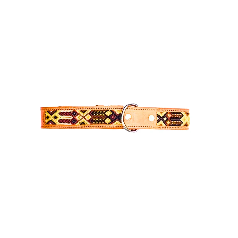Collar Artesanal De Piel 70 Amarillo