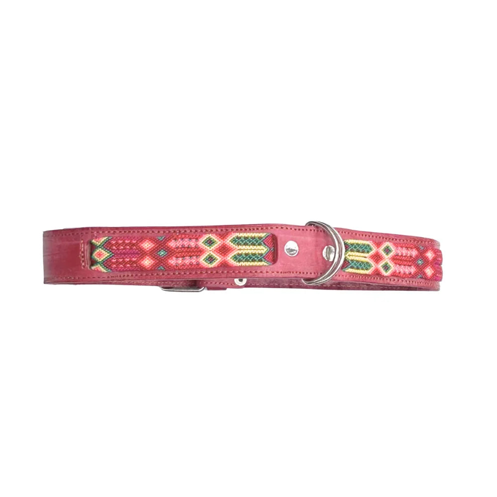 Collar Artesanal De Piel 80 Rojo