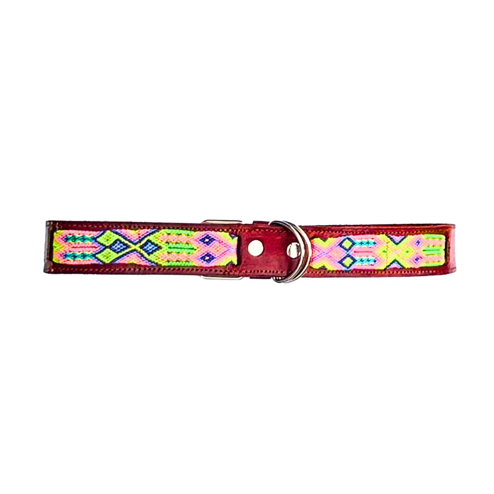 Collar Artesanal De Piel 80 Rojo