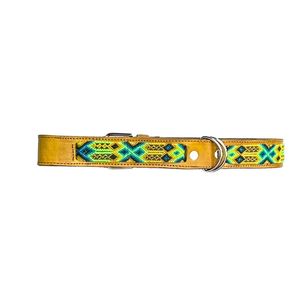 Collar Artesanal De Piel 80 Amarillo