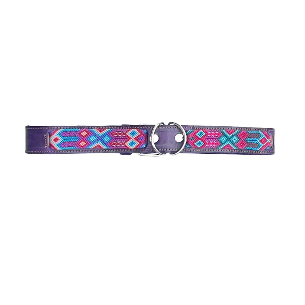 Collar Artesanal De Piel 80 Morado