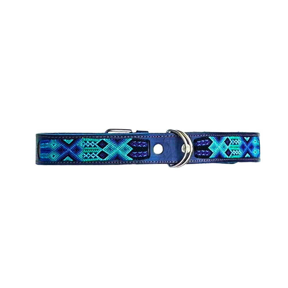 Collar Artesanal De Piel 80 Azul