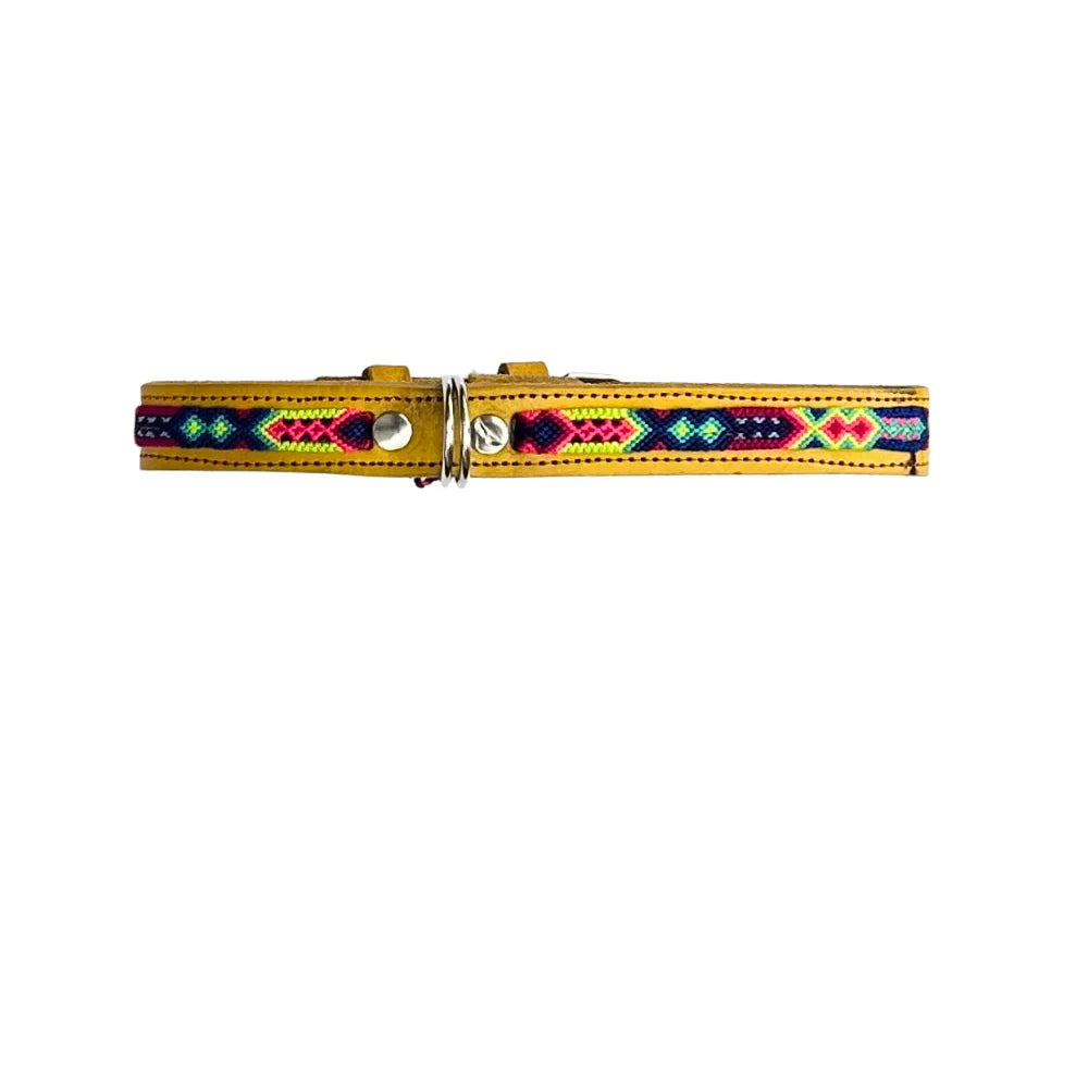 Collar Artesanal De Piel 60 De 2 Cm Amarillo