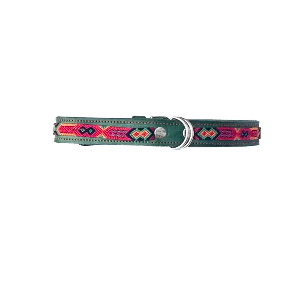 Collar Artesanal De Piel 60 De 2 Cm Fucsia