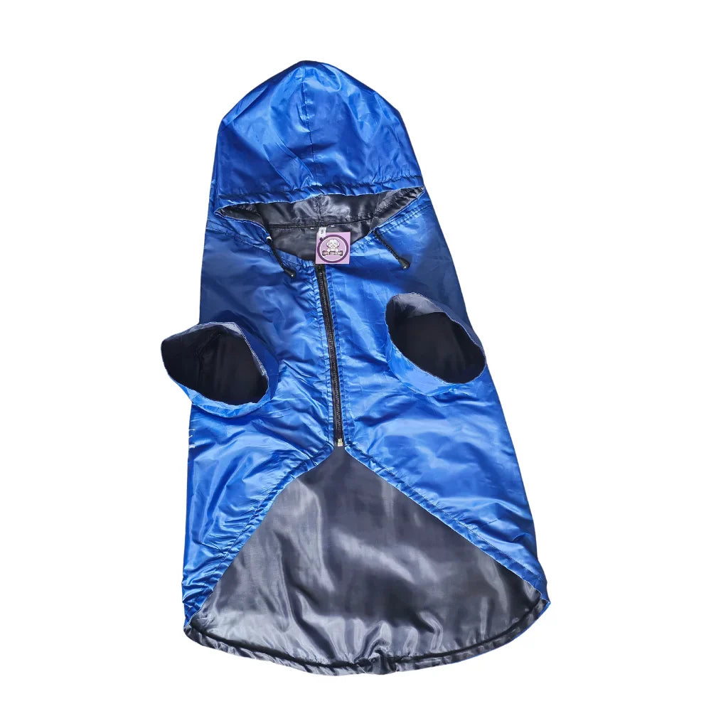 Impermeable Liso Azul Con Bandas Reflejantes Talla 9