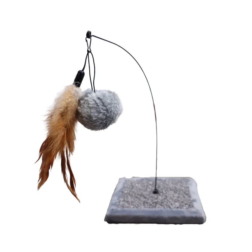 Juguete Interactivo Para Gato Con Plumas Y Bolita