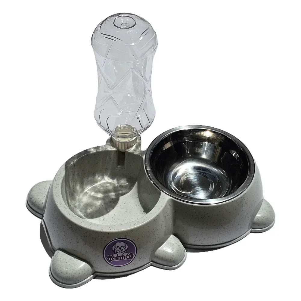 Plato Doble Con Bebedero Automatico