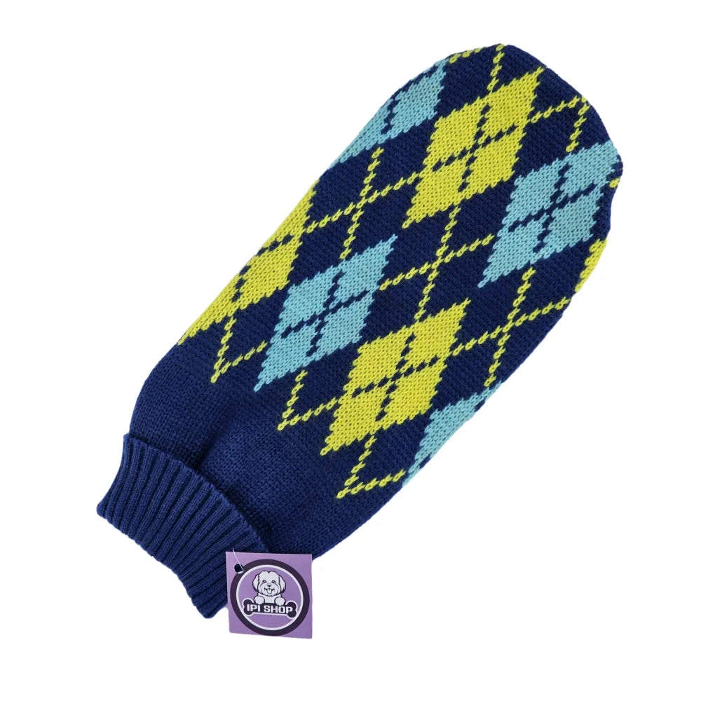 Suéter tipo argyle con cuello ruso