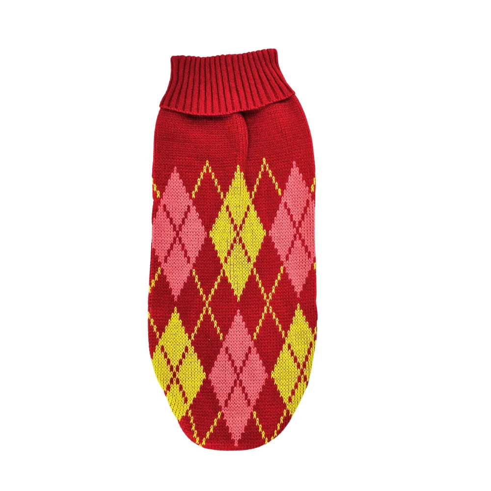 Suéter tipo argyle con cuello ruso