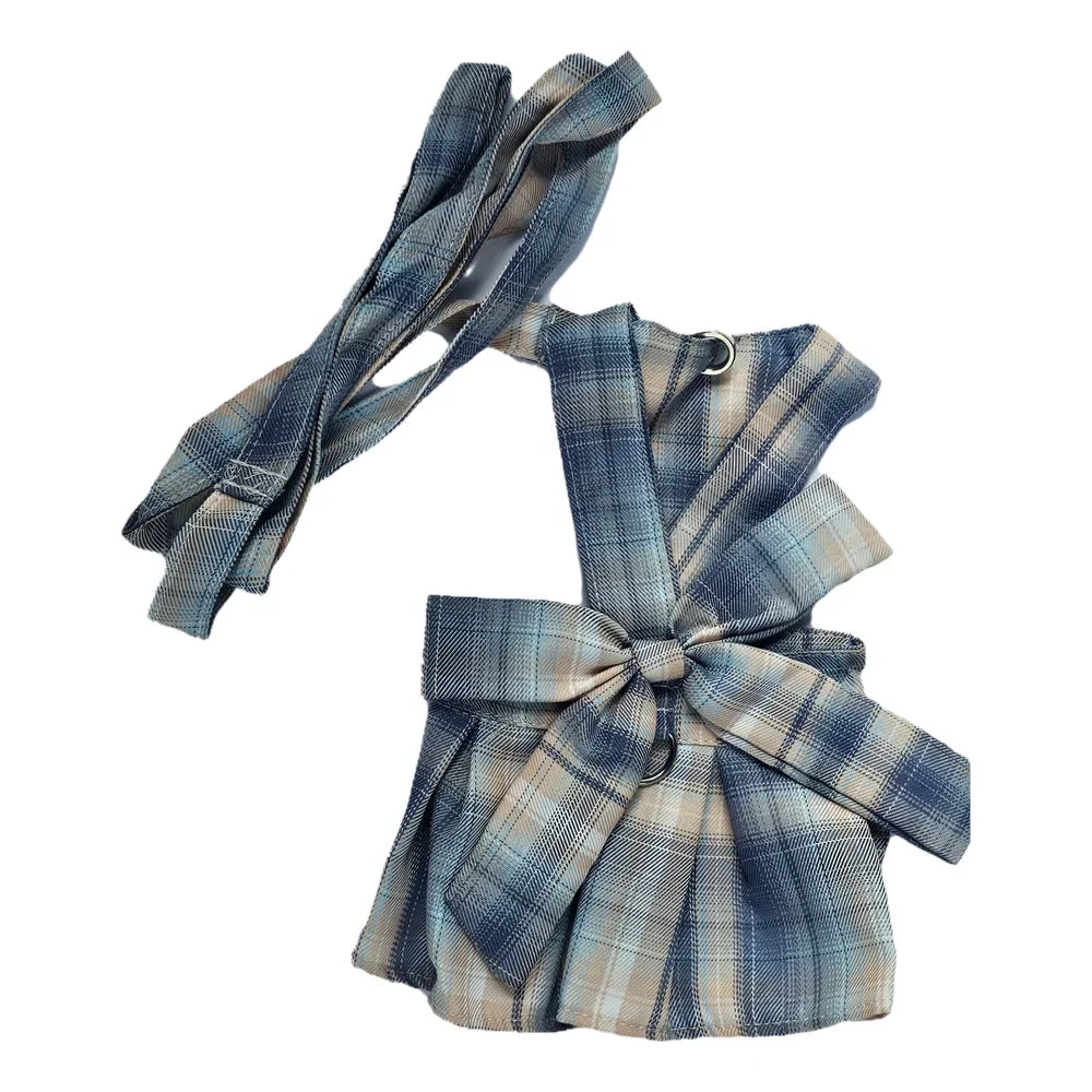 Vestido casual a cuadros con moño y correa
